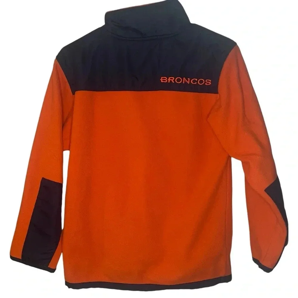 NFL Kids Denver Broncos Jacket Zip Front Fleece - Orange and Navy Youth XL 14/16